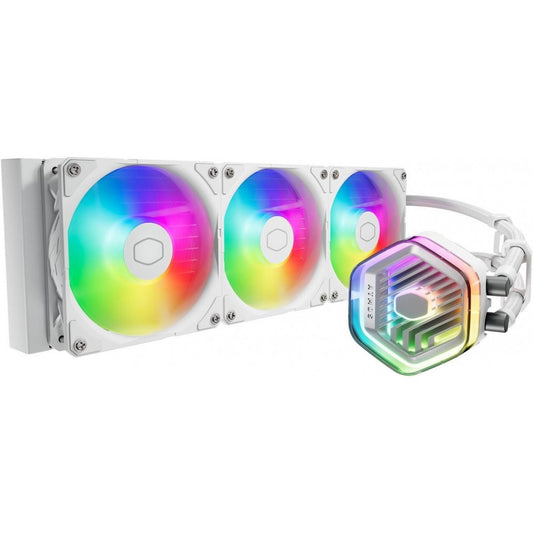 مبرد وحدة المعالجة المركزية Cooler Master MasterLiquid 360 Atmos White (سائل AIO مقاس 360 مم، ARGB)