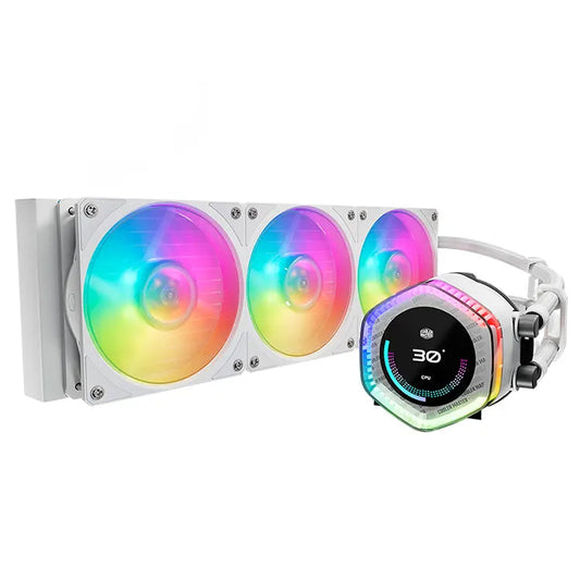 مبرد وحدة المعالجة المركزية Cooler Master MasterLiquid 360 Ion White (سائل AIO مقاس 360 مم، شاشة LCD)