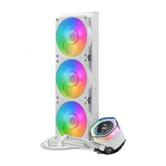 مبرد وحدة المعالجة المركزية Cooler Master MasterLiquid 360 Ion White (سائل AIO مقاس 360 مم، شاشة LCD)