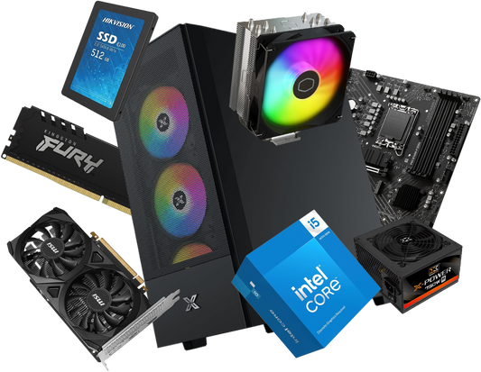 Custom Gaming PC | Intel Core i5-14400F - 16GB DDR4 RAM - 512GB SSD - MSI RTX 3050 6GB Graphics - Xigmatek Hero II Case + 750W PSU
