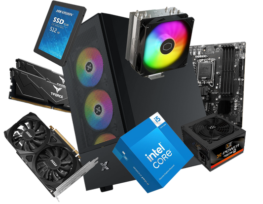 Custom Gaming PC | Intel Core i5-14400F - 32GB DDR5 RAM - 512GB SSD - MSI RTX 3050 6GB Graphics - Xigmatek Hero II Case + 750W PSU