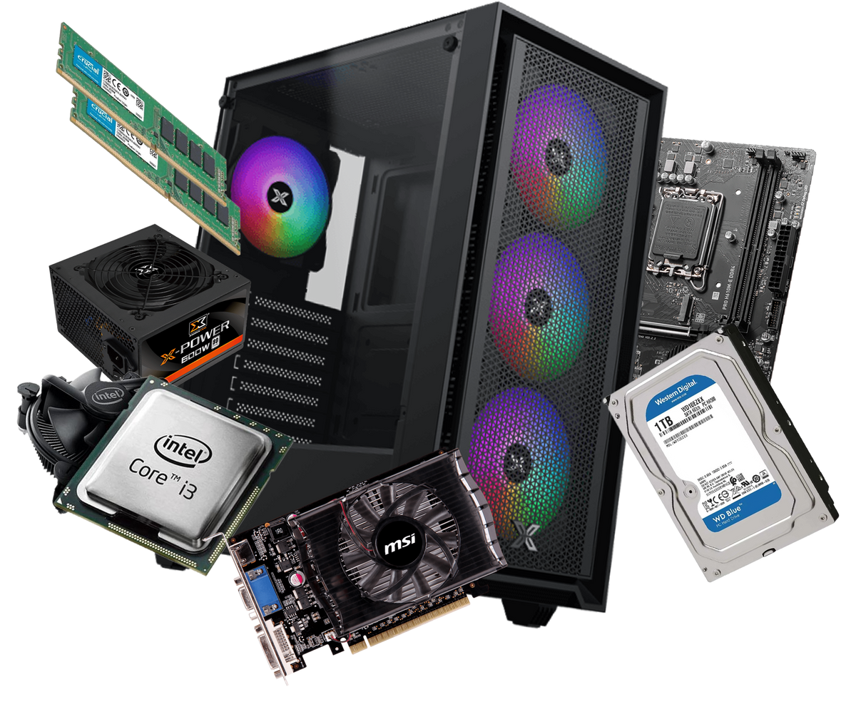 Custom PC | Intel Core i3-12100F - 16GB DDR4 RAM - 1TB HDD - MSI GT 730 4GB Graphics - Xigmatek Sky II Case + 600W PSU