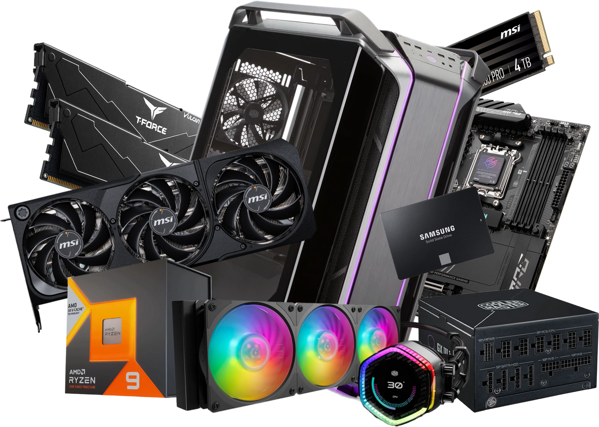 Extreme Gaming PC | AMD Ryzen 9 7950X3D - 64GB DDR5 RAM - 4TB NVMe SSD + 2TB SSD - MSI RTX 5080 16GB Graphics - Cooler Master C700M Case - 1250W Gold PSU