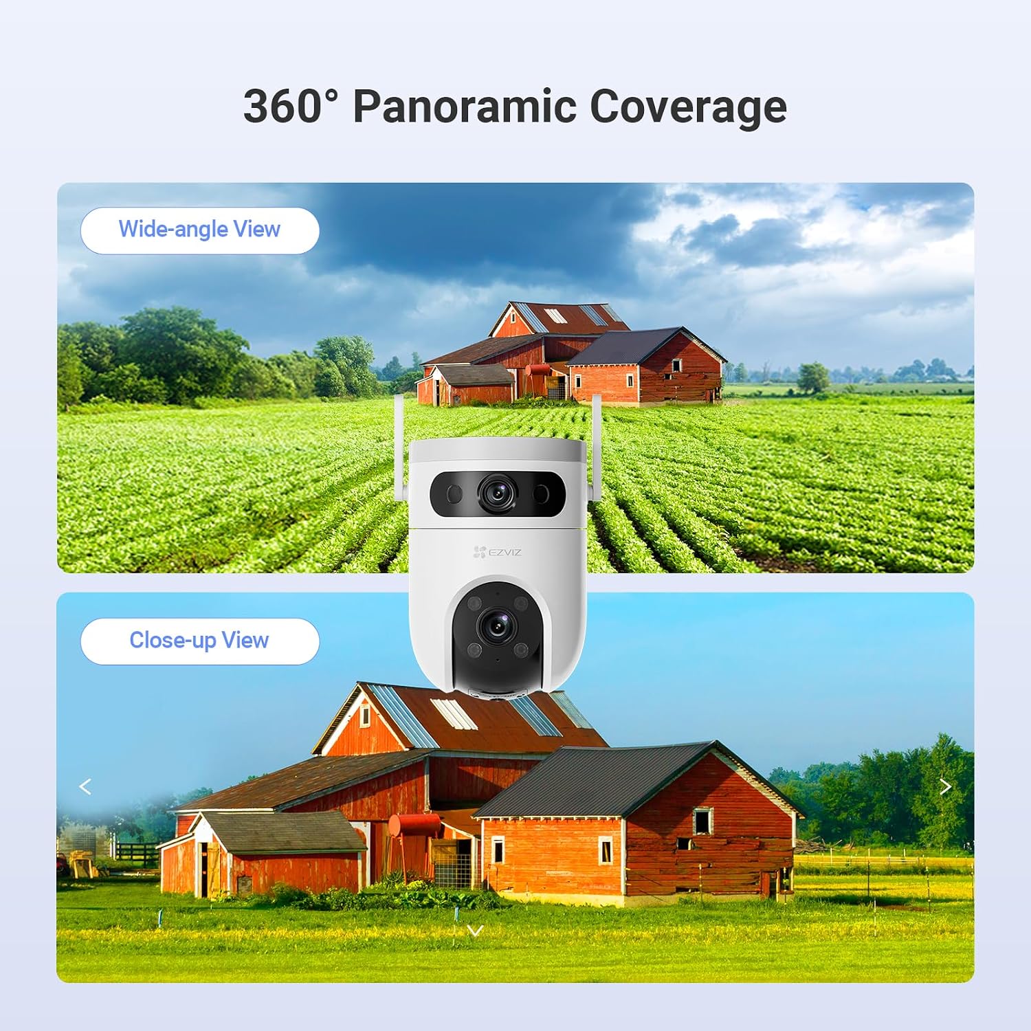 EZVIZ H9c 2K Dual-Lens Outdoor Wi-Fi Camera - 2K Resolution, Smart Color Night Vision and Two-Way Talk