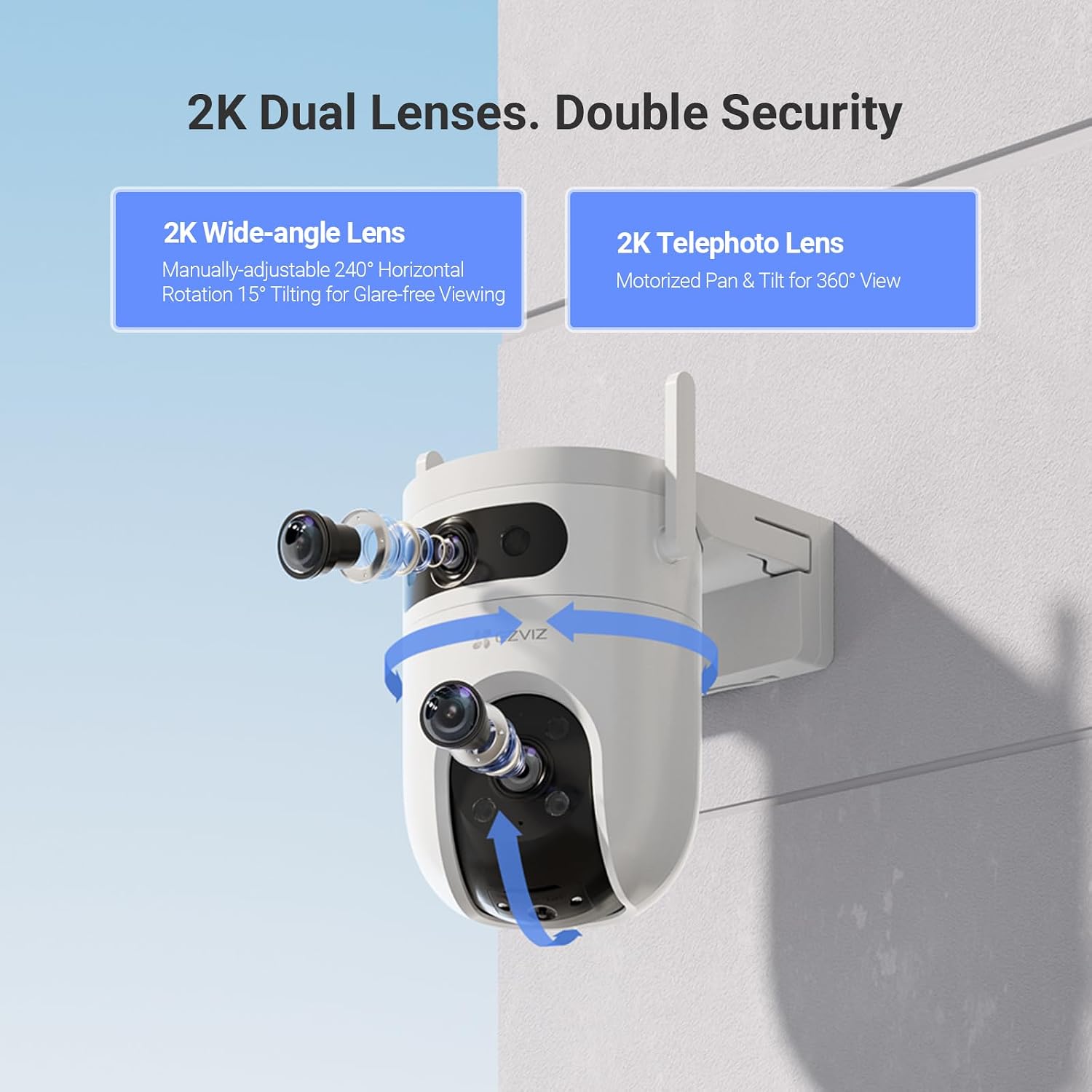 EZVIZ H9c 3K Dual-Lens Outdoor Wi-Fi Camera - 5MP Resolution, Smart Color Night Vision and Two-Way Talk