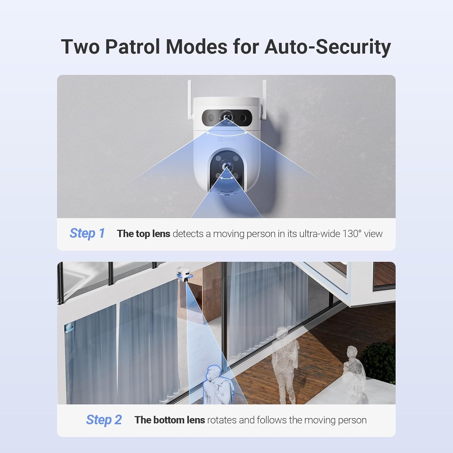 EZVIZ H9c 3K Dual-Lens Outdoor Wi-Fi Camera - 5MP Resolution, Smart Color Night Vision and Two-Way Talk