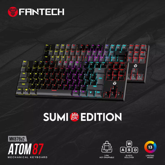 Fantech Atom87 MK887 TKL Mechanical Gaming Keyboard - Black, Blue Switches