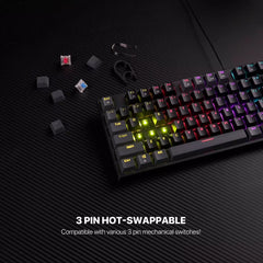 Fantech Atom87 MK887 TKL Mechanical Gaming Keyboard - Black, Blue Switches