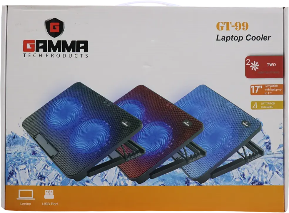 Gamma GT-99 Laptop Cooling Pad - 2 Fans