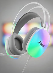 Spark H104 RGB Gaming Headset - White with Dual 3.5mm Jacks and USB