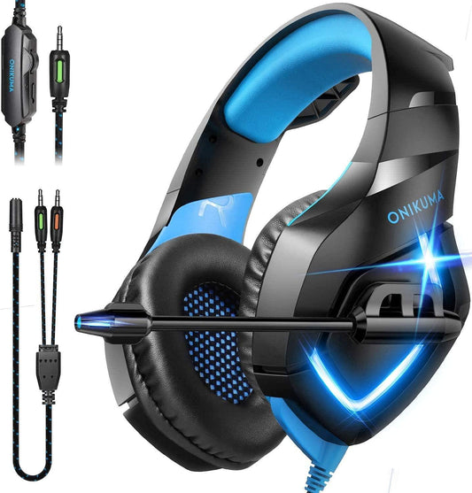 Headphones Gaming Onikuma K1B Blue Red Gray - King Tech
