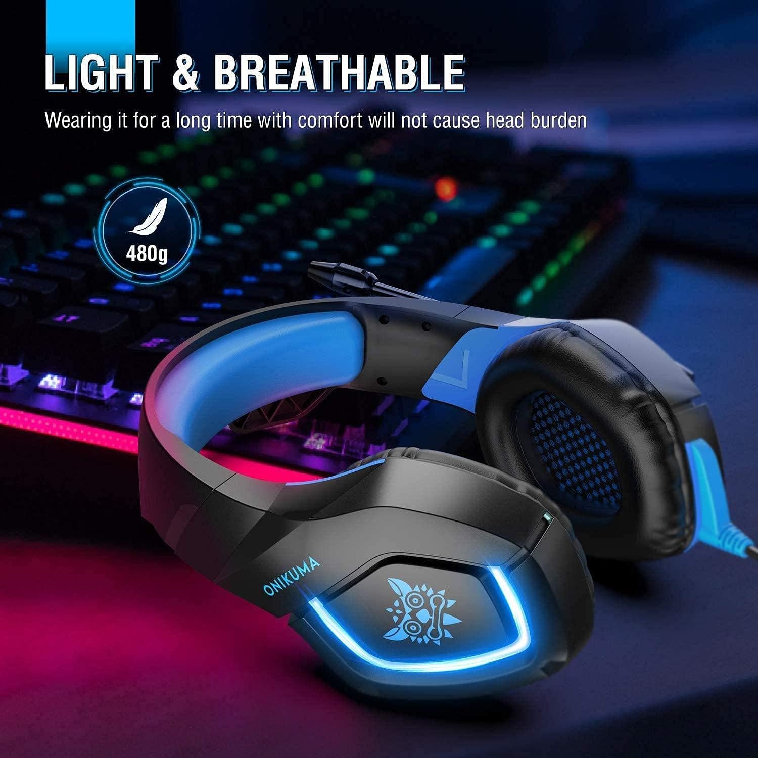 Headphones Gaming Onikuma K1B Blue Red Gray - King Tech
