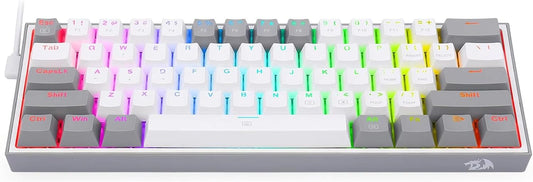 Keyboard Gaming Mechanical Redragon Fizz K617 60% RGB (White/Grey) - King Tech