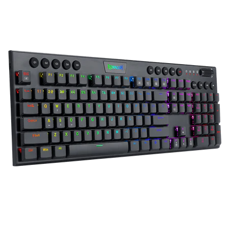لوحة مفاتيح الألعاب الميكانيكية Redragon Horus K619 RGB رفيعة للغاية ومنخفضة الارتفاع (مفتاح أحمر)