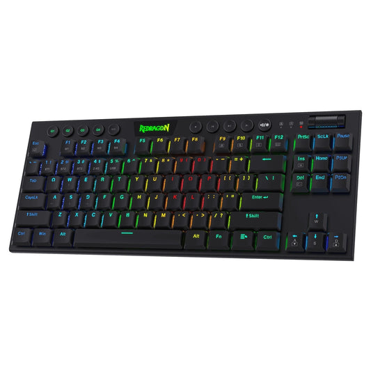 لوحة مفاتيح الألعاب الميكانيكية Redragon Horus K621 TKL اللاسلكية RGB منخفضة الارتفاع (مفتاح أحمر)