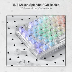 Keyboard Gaming Mechanical Redragon K649 Pro 75% Wireless RGB Crystal Clear - King Tech