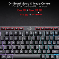 Keyboard Gaming Redragon Shiva K515-RGB Membrane Macro Keys 98-Key - King Tech