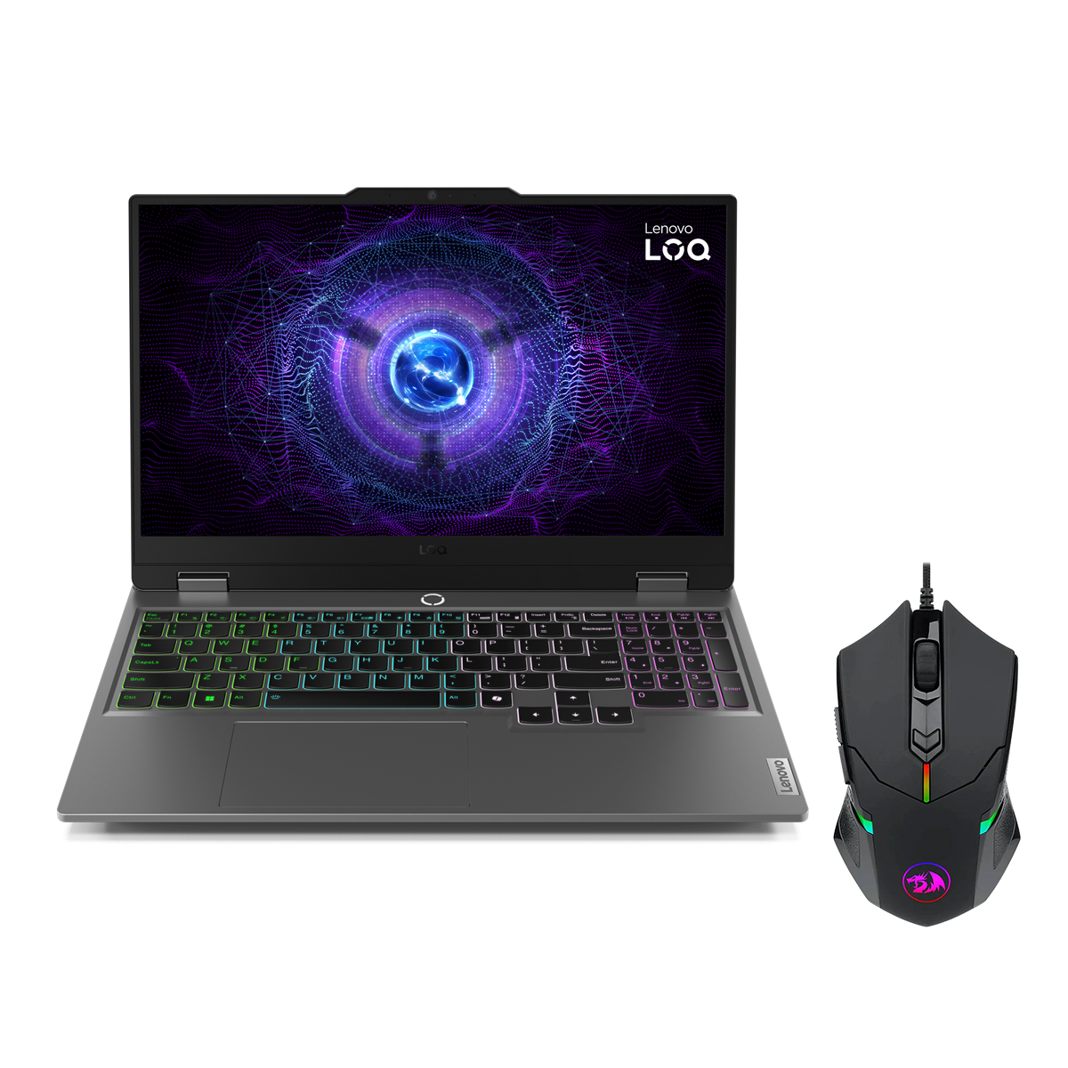 Lenovo LOQ 15IRX9 Gaming Laptop | Intel Core i7-13650HX - 24GB DDR5 RAM - 512GB NVMe SSD - NVIDIA GeForce RTX 4050 6GB Graphics - 15.6" FHD 144Hz IPS (Luna Grey) + Free Redragon M601 RGB Gaming Mouse