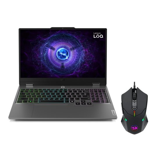 Lenovo LOQ 15IRX9 Gaming Laptop | Intel Core i7-13650HX - 24GB DDR5 RAM - 512GB NVMe SSD - NVIDIA GeForce RTX 4050 6GB Graphics - 15.6" FHD 144Hz IPS (Luna Grey) + Free Redragon M601 RGB Gaming Mouse