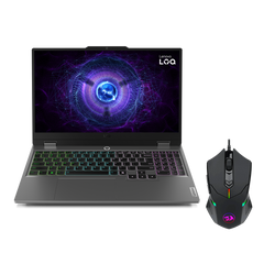 Lenovo LOQ 15IRX9 Gaming Laptop | Intel Core i7-13650HX - 24GB DDR5 RAM - 512GB NVMe SSD - NVIDIA GeForce RTX 4050 6GB Graphics - 15.6" FHD 144Hz IPS (Luna Grey) + Free Redragon M601 RGB Gaming Mouse
