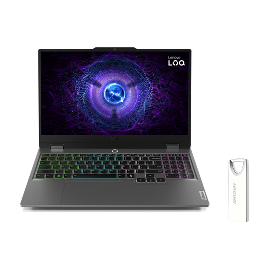Lenovo LOQ 15IRX9 Gaming Laptop | Intel Core i7-13650HX - 24GB DDR5 RAM - 512GB NVMe SSD - NVIDIA GeForce RTX 4050 6GB Graphics - 15.6" FHD 144Hz IPS (Luna Grey) + Free 128GB Flash Drive