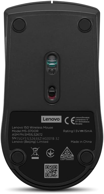 Lenovo 150 Wireless Mouse - Black | 2.4GHz USB - 1000 DPI - 12 Months Battery Life