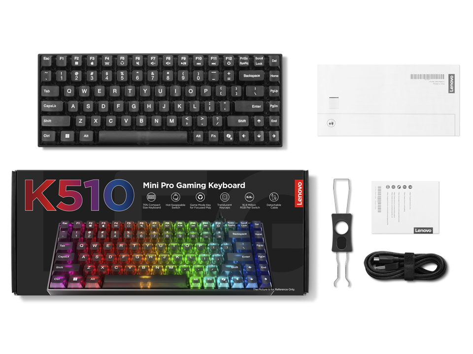 Lenovo Legion K510 Mini Pro Gaming Mechanical Keyboard - Arabic/English | 75% Compact - Hot-Swappable Tactile Switches - Per-Key RGB