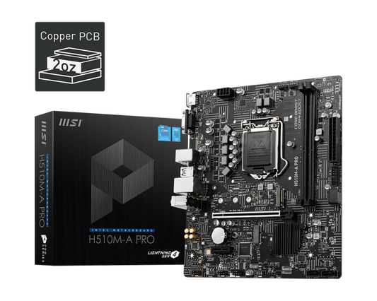 مجموعة اللوحة الأم ووحدة المعالجة المركزية MSI H510M-A PRO + Intel Core i5-11400F (درج ومروحة)