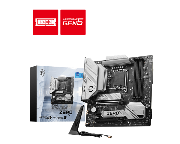 لوحة أم MSI B760M PROJECT ZERO LGA1700 Micro-ATX Back-Connect
