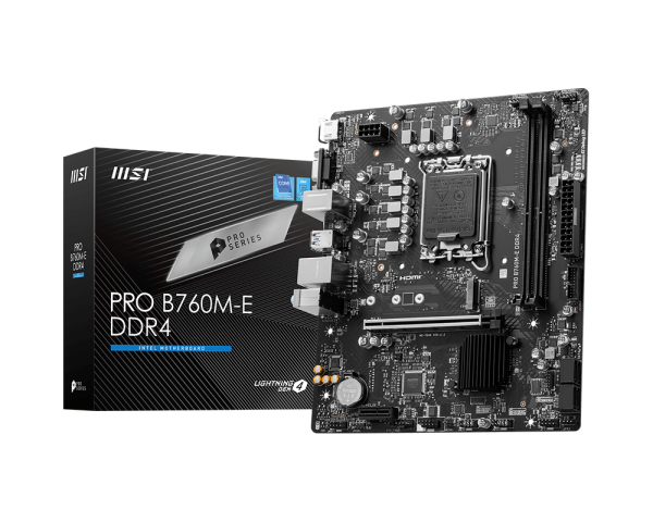 اللوحة الأم MSI PRO B760M-E (Intel B760، LGA1700، Micro-ATX، DDR4)