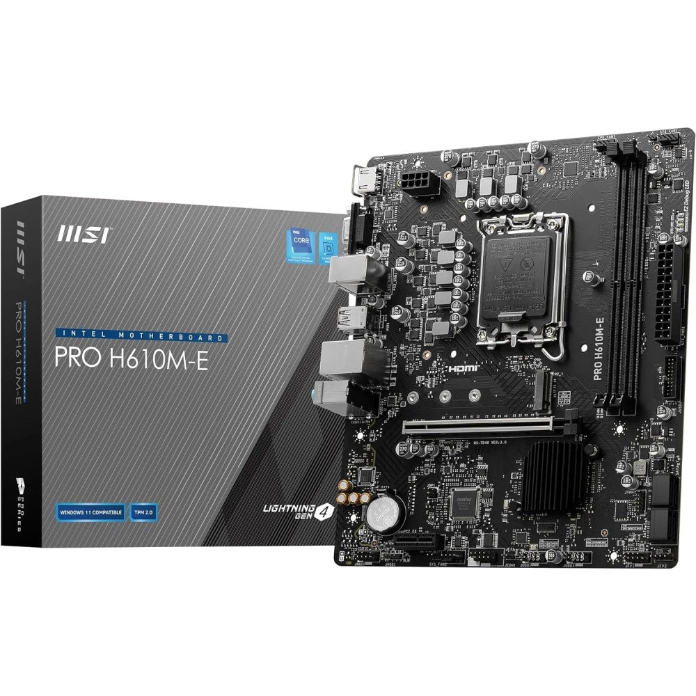 اللوحة الأم MSI PRO H610M-E (Intel H610، LGA1700، Micro-ATX، DDR5)