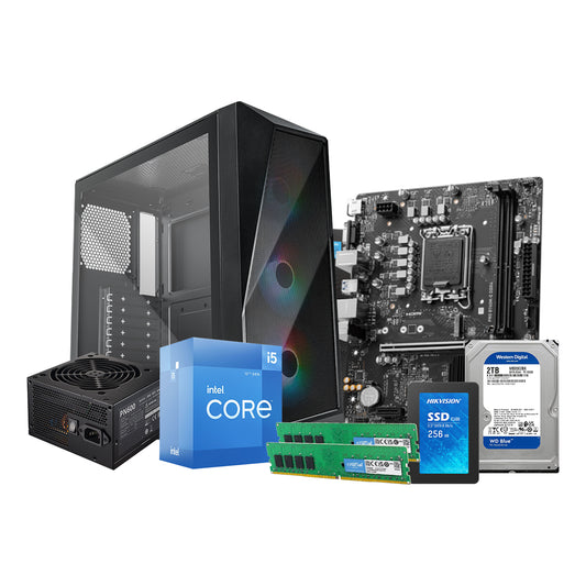 Custom PC | Intel Core i5-12400 - 16GB DDR4 RAM - 256GB SSD + 2TB HDD - Intel UHD Graphics 730 - Cooler Master CMP520 Case + 600W PSU