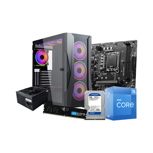 Custom PC | Intel Core i5-12400 - 8GB DDR5 RAM - 2TB HDD - Intel UHD Graphics 730 - Xander Velox ARGB Case + 600W PSU