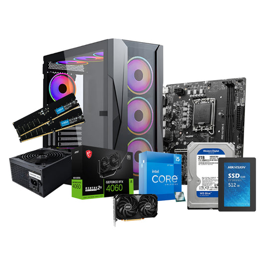High-Performance Gaming PC | Intel Core i5-12600K - 16GB DDR5 RAM - 512GB SSD + 2TB HDD - MSI GeForce RTX 4060 8GB Graphics - Xander Velox ARGB Case + 600W PSU