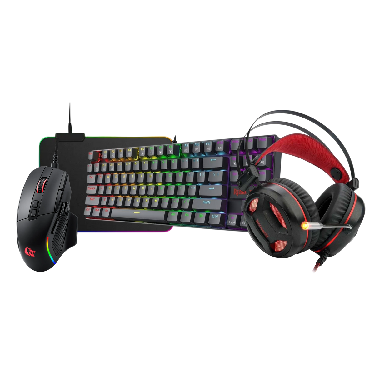 Redragon Gaming Bundle: K552 Mechanical Keyboard + M925 Gaming Mouse + H210 Gaming Headset + Small RGB Gaming Mouse Pad