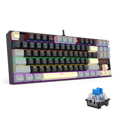 Redragon K552LGY-R Kumara Wired Mechanical TKL Gaming Keyboard - Black/Gray, Rainbow RGB, Blue Switches