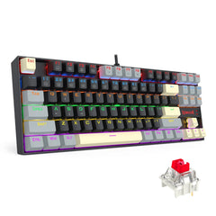 Redragon K552LGY-R Kumara Wired Mechanical TKL Gaming Keyboard - Black/Gray, Rainbow RGB, Red Switches