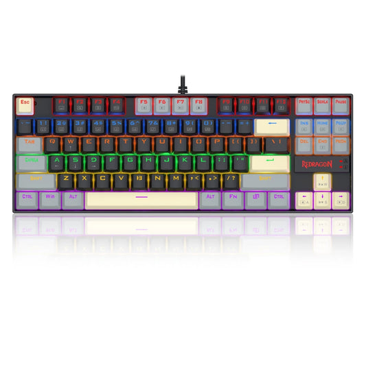 Redragon K552LGY-R Kumara Wired Mechanical TKL Gaming Keyboard - Black/Gray, Rainbow RGB, Red Switches