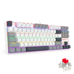 Redragon K552WGL-R Kumara Wireless Mechanical TKL Gaming Keyboard - White/Gray, Rainbow RGB, Red Switches