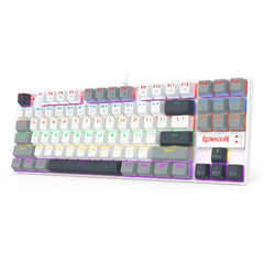 Redragon K552WGL-R Kumara Wireless Mechanical TKL Gaming Keyboard - White/Gray, Rainbow RGB, Red Switches