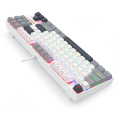 Redragon K552WGL-R Kumara Wireless Mechanical TKL Gaming Keyboard - White/Gray, Rainbow RGB, Red Switches
