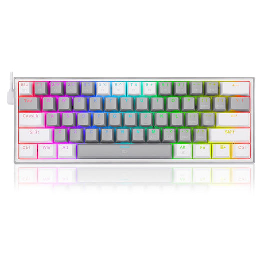 Redragon K616 Fizz Pro Wireless Mechanical 60% Gaming Keyboard - Gray/White, RGB, Tri-Mode
