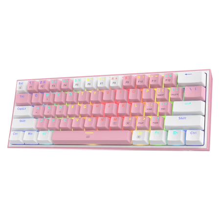 Redragon K617-RGB Fizz 60% Wired Mechanical Gaming Keyboard - White/Pink, RGB