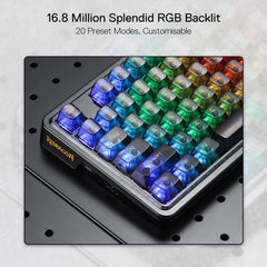 Redragon K649YP-RGB Fizz Pro Wireless Gasket Mechanical Gaming Keyboard - 75% Translucent, Custom Switch