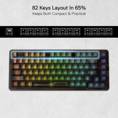 Redragon K649YP-RGB Fizz Pro Wireless Gasket Mechanical Gaming Keyboard - 75% Translucent, Custom Switch