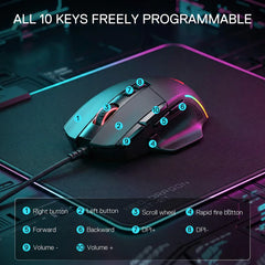 Redragon M925 Wired USB Gaming Mouse - RGB Lighting