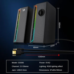 Speakers Gaming Redragon Calliope GS580 RGB Desktop 2.0 AUX - King Tech