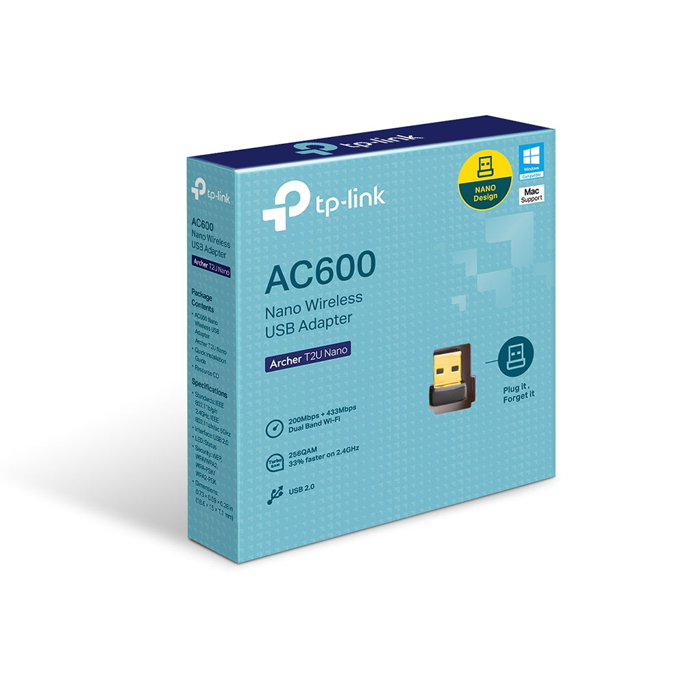 TP-Link Archer T2U Nano AC600 Wireless USB Adapter - Dual Band Wi-Fi
